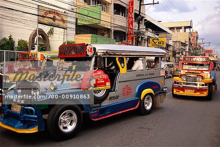 Jeepneys on Road, Dagupan City, North Luzon, Philippines