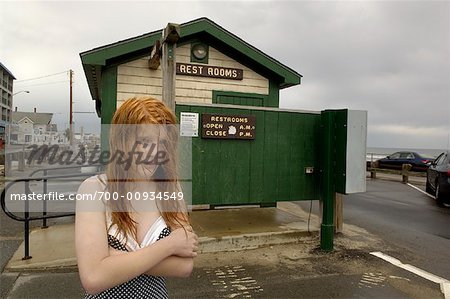 Girl By Restrooms on Beach