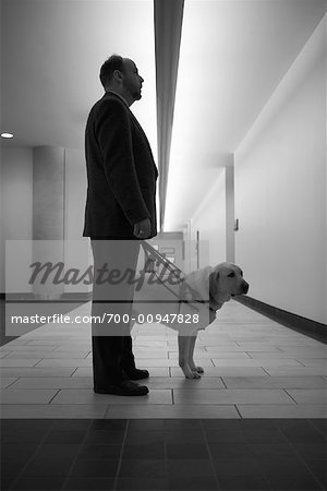 Blind Man With Guide Dog