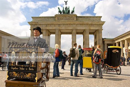 Organ Grinder and Tourists at the Pariser Platz, Berlin, Germany