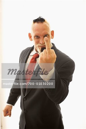 Businessman Giving Middle Finger