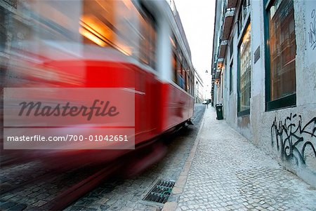 Blurred View of Streetcar, Lisbon, Portugal
