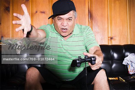 Man plays game seriously. stock image. Image of chat - 86505147