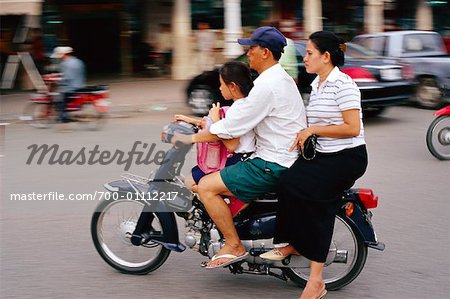 Family Riding Motorcycle, Phnom Penh, Cambodia