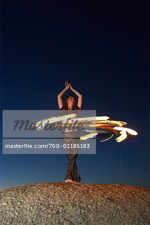 Circus Performer and Fire Wheel Circus Performer and Fire Wheel