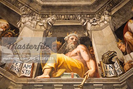 Painting On The Duomo Ceiling Florence Tuscany Italy Stock