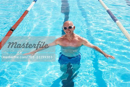 Portrait of Man in Swimming Pool