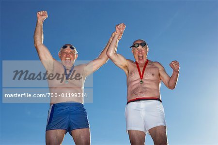 Swimmers With Medals, Cheering