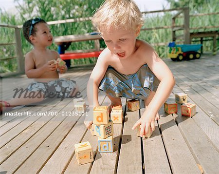 Boys Playing with Blocks