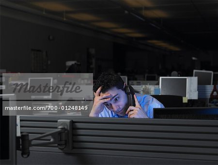 Businessman Working After Hours