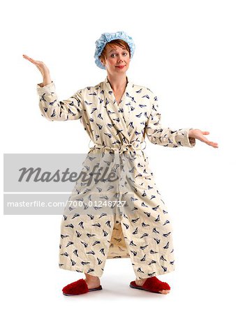 woman in housecoat