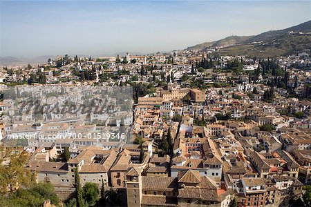 Overview of Albaicin, Granada, Spain