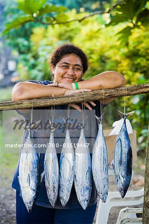 Woman Selling Fish, Upolu, Samoa