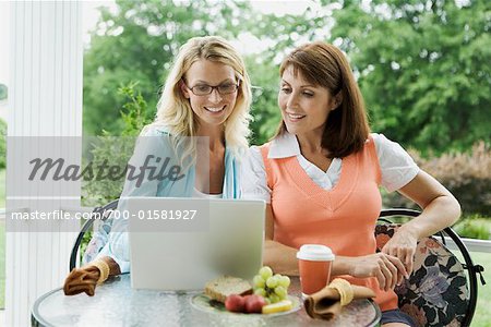 Women with Laptop Outdoors