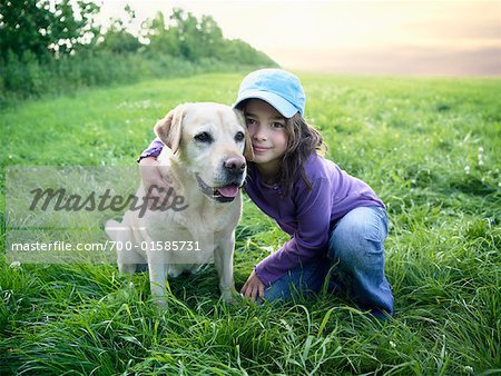 Portrait of Girl With Her Dog