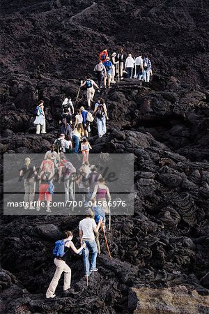 Tourist Hiking Volcano Pacaya, Guatemala