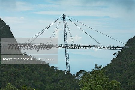 Suspension Bridge Over Ravine in Mount Machincang, Langkawi Island, Malaysia