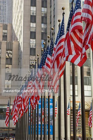 Row of American Flags, New york, USA