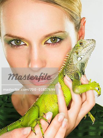 Portrait of Woman With Iguana