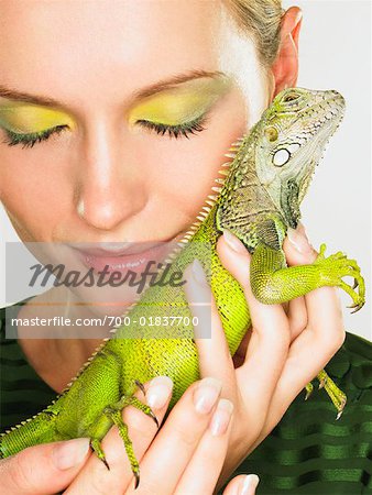Portrait of Woman With Iguana