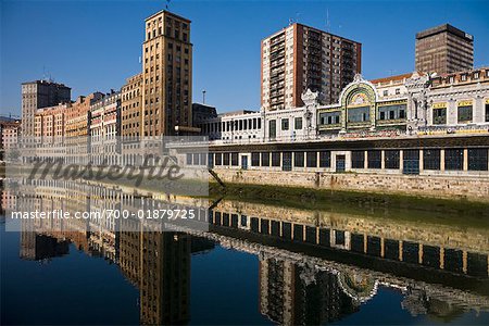 Buildings Overlooking Ria de Bilbao, Bilbao, Basque Country, Spain