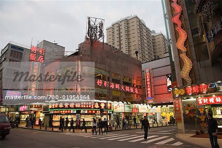 Downtown Macau at Night, China Downtown Macau at Night, China