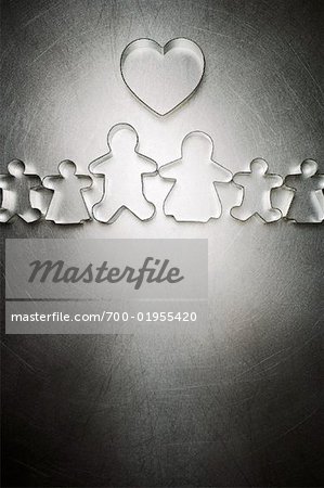 Gingerbread Man and Woman Cookie Cutter Family with Heart Shaped Cookie Cutter