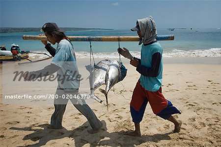 Tuna Fishermen on Beach, Bali, Indonesia