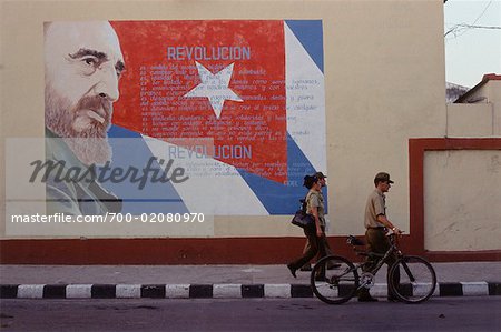 Guards Walking Past Mural, Cienfuegos, Cuba