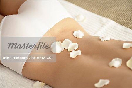 Flower Petals on Woman's Back