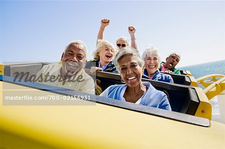 People on Roller Coaster, Santa Monica, California, USA