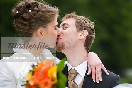 Bride and Groom Kissing, Chamonix, Haute-Savoie, France