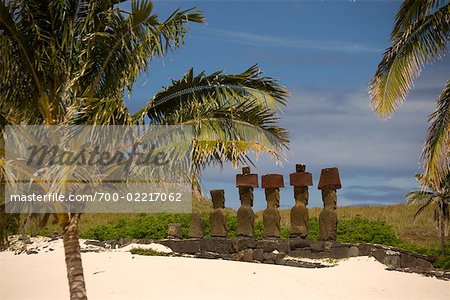 Ahu Nau Nau at Anakena, Easter Island, Chile