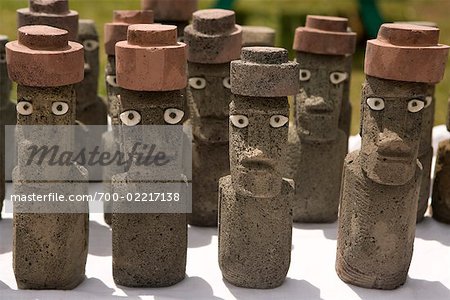 Moai Figurines, Hanga Roa, Easter Island, Chile