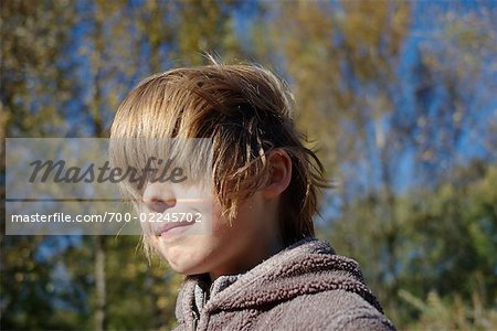 Portrait of Boy With Hair in Face, France