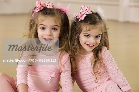 Portrait of Twins in Dance Studio