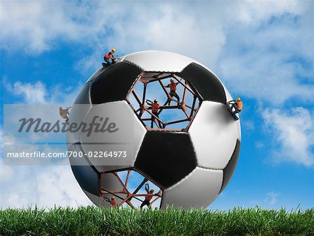 Construction Workers Building a Soccer ball