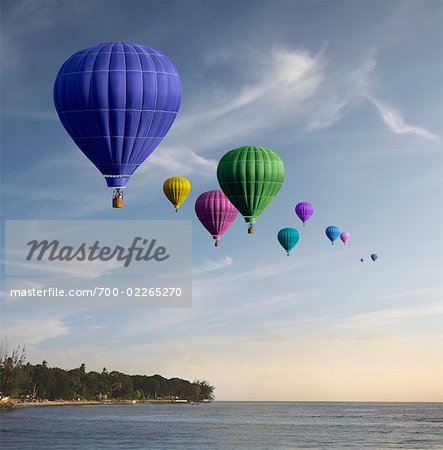 Hot Air Balloons Over Water