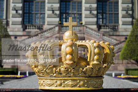Close-up of Crown at Stockholm Palace, Stadsholmen, Gamla Stan, Stockholm, Sweden