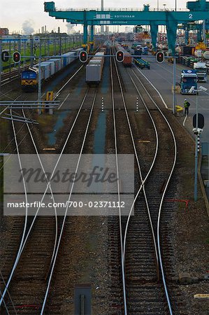 Railroad Track at Port, Europort, Rotterdam, South Holland, Netherlands