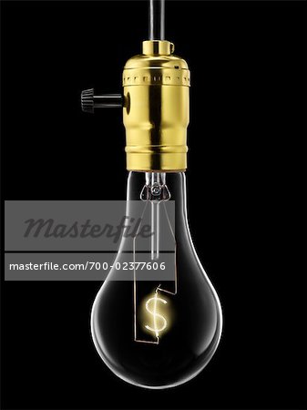 Lightbulb with Dollar Sign Filament