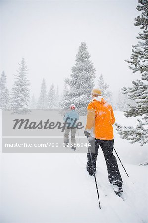 Couple Cross Country Skiing, Breckenridge, Colorado, USA