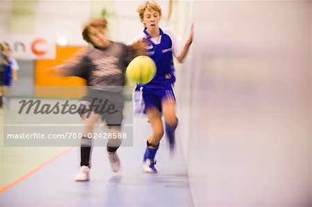 Boys Playing Indoor Football, Salzburg, Austria