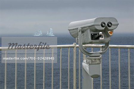 View Finder Aimed at Iceberg Off Harbour, Twillingate, Newfoundland, Canada