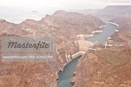 Aerial View of the Hoover Dam, Boulder City, Lake Mead National Recreation Area, Nevada, USA