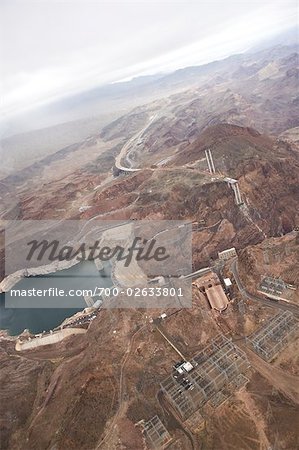 Aerial View of the Hoover Dam, Boulder City, Lake Mead National Recreation Area, Nevada, USA