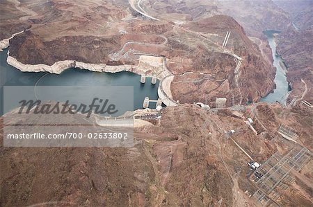 Aerial View of the Hoover Dam, Boulder City, Lake Mead National Recreation Area, Nevada, USA