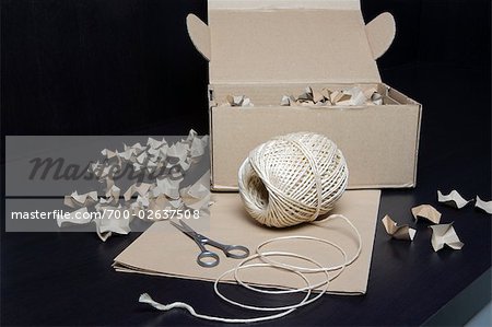 String, Construction Paper, Box, Stuffing and Scissors