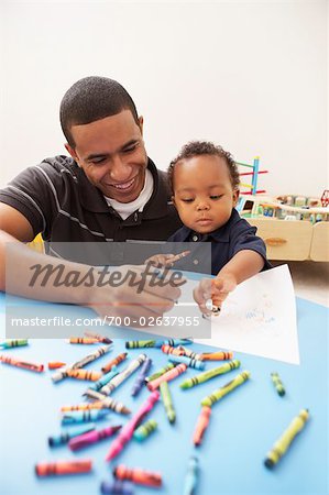 Toddler Coloring with Father