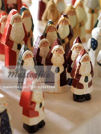 Hand-Painted Wooden Santa Figurines